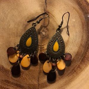 brown and yellow earrings